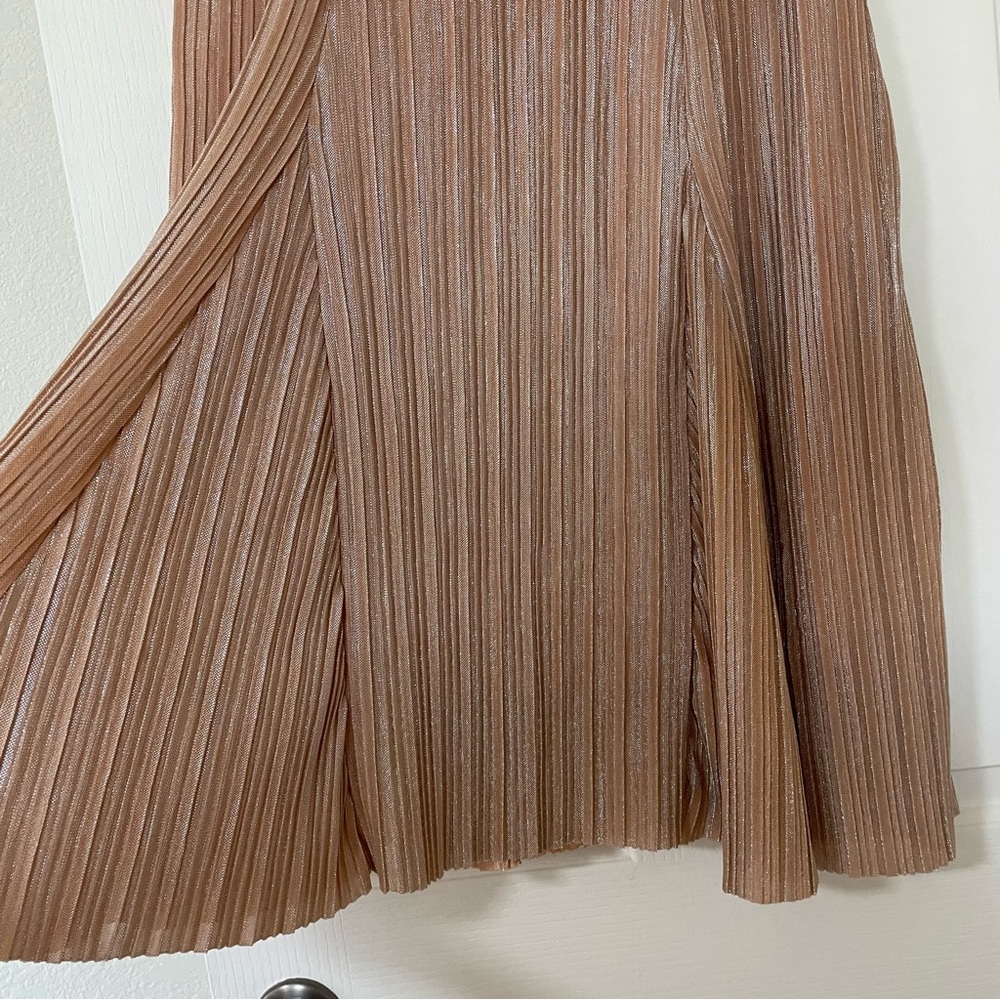Anthropologie Maeve Pleated Metallic champagne peach midi skirt Small Anthro - Picture 8 of 11